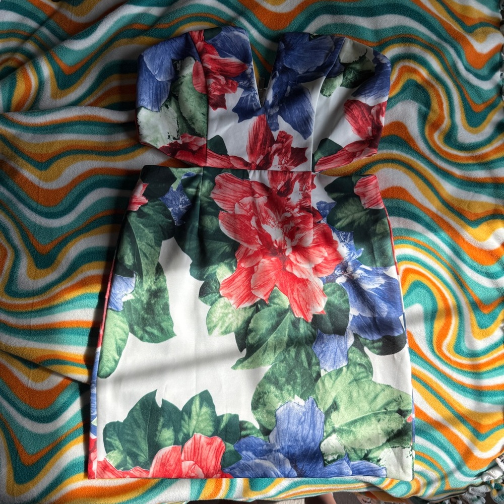 F21 Deadstock Floral Strapless Dress